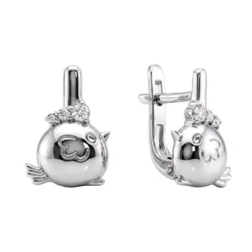 Серьги детские с фианитами из серебра 925 пробы