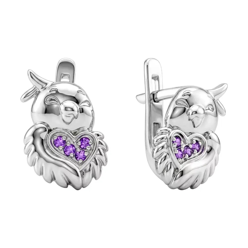 Серьги детские с фианитами из серебра 925 пробы