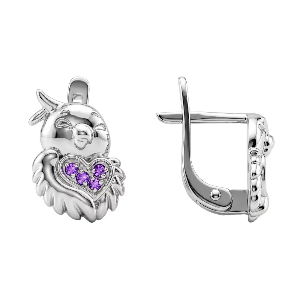 Серьги детские с фианитами из серебра 925 пробы