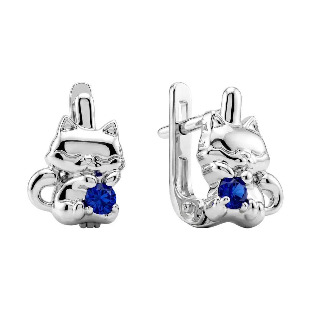 Серьги детские с фианитами из серебра 925 пробы
