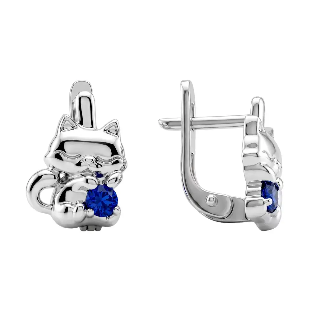 Серьги детские с фианитами из серебра 925 пробы