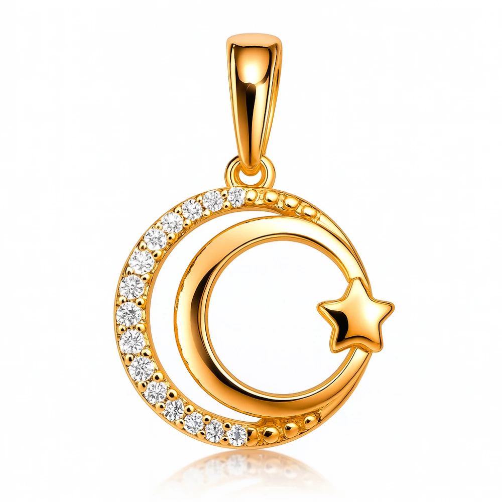 Подвес  мусульманский с фианитами из серебра 925 пробы