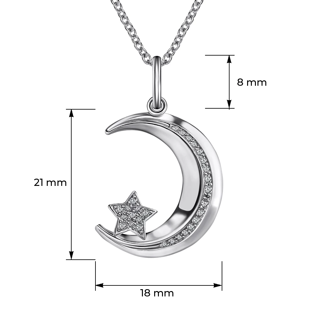 Подвес  мусульманский с фианитами из серебра 925 пробы