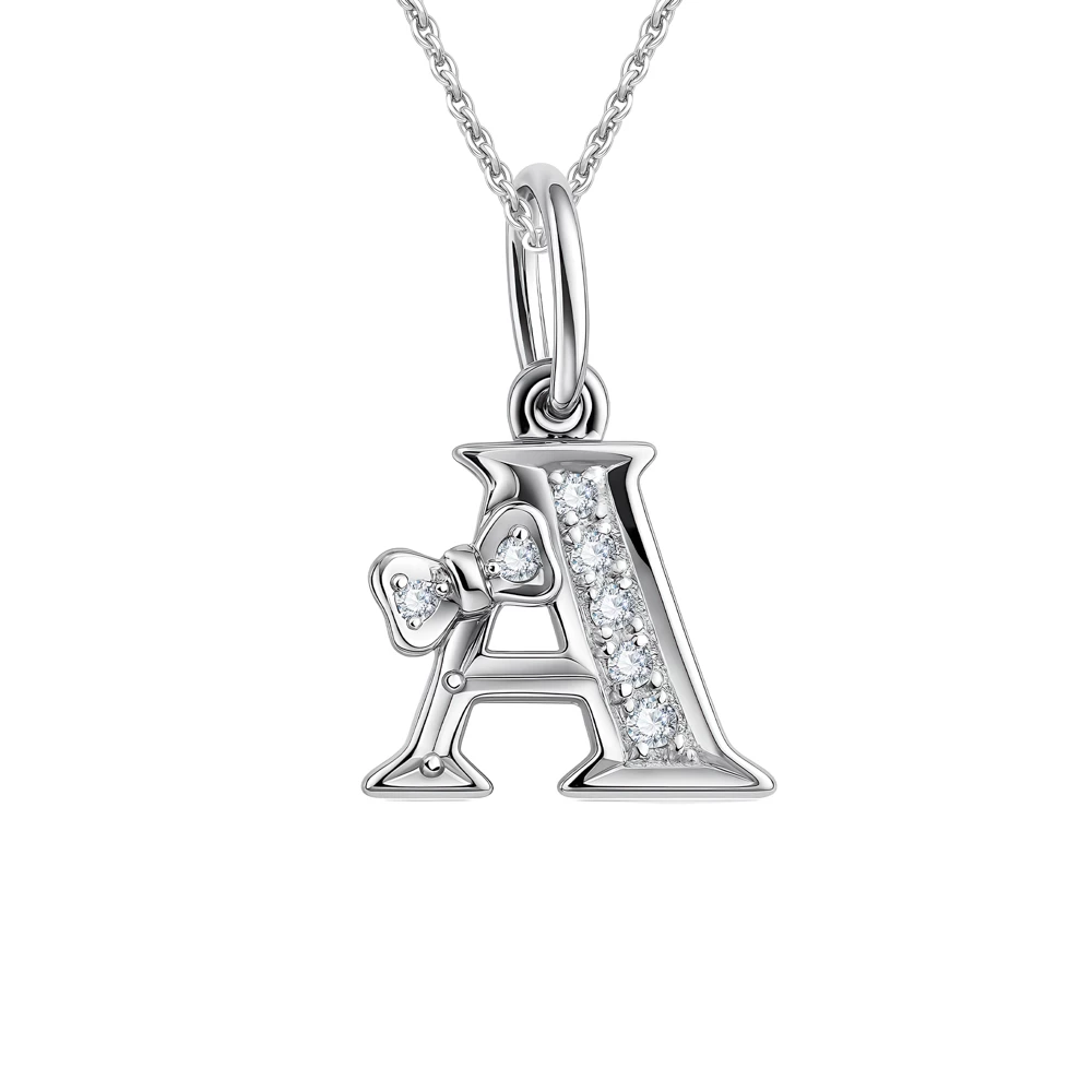 Подвес  Буква А с фианитами из серебра 925 пробы
