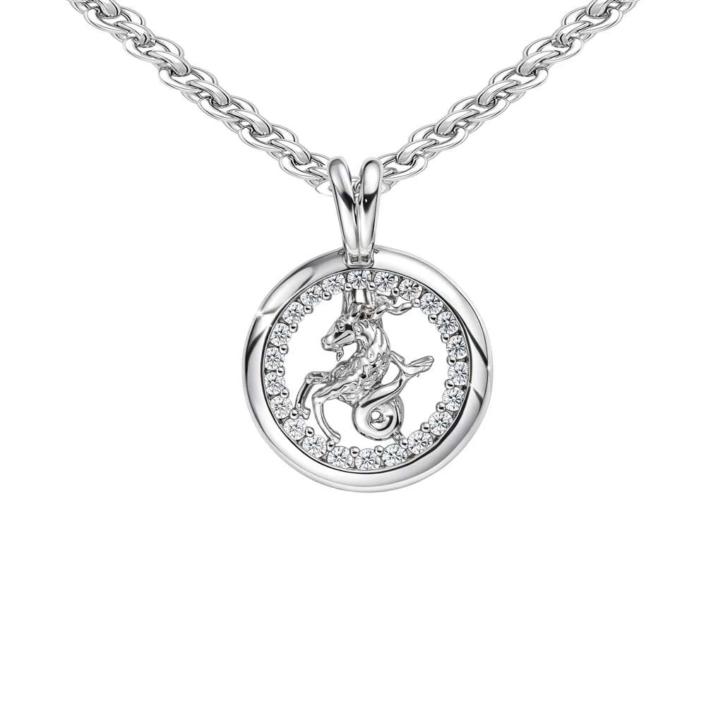 Подвес Козерог с фианитами из серебра 925 пробы