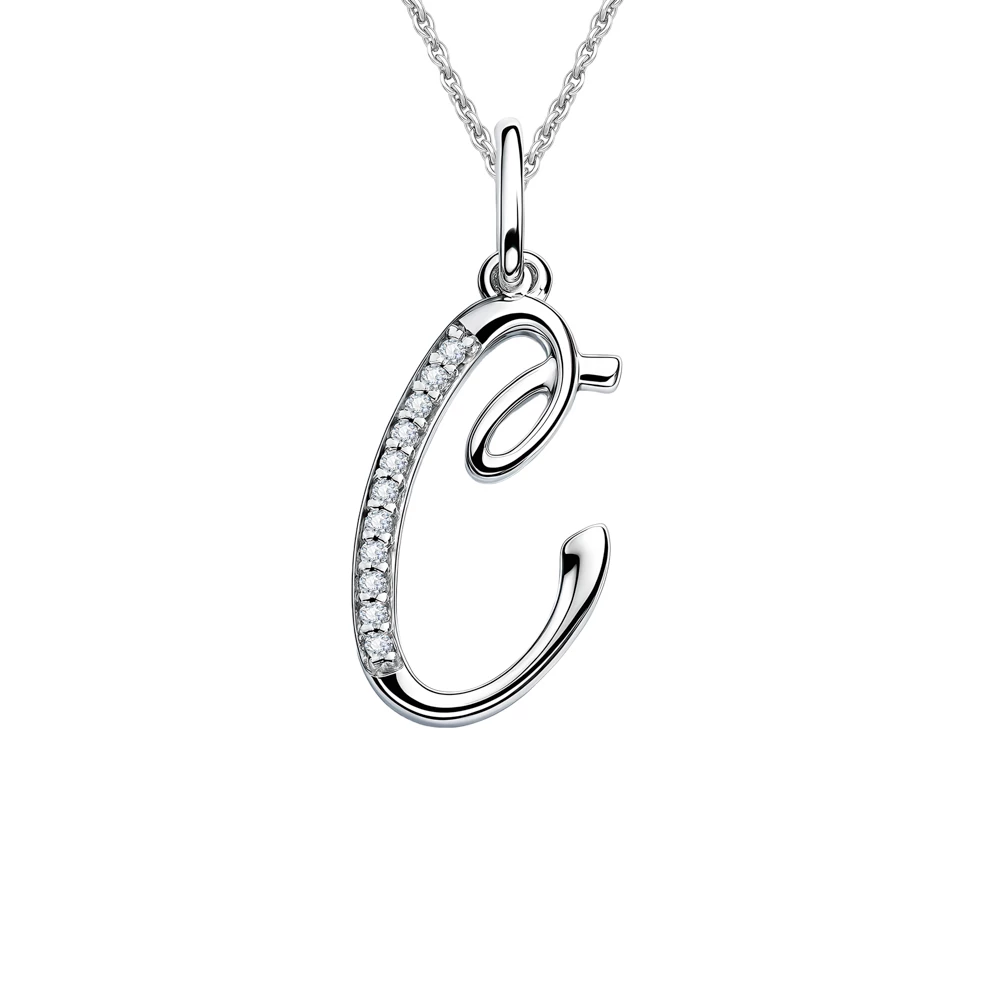 Подвес  Буква С с фианитами из серебра 925 пробы