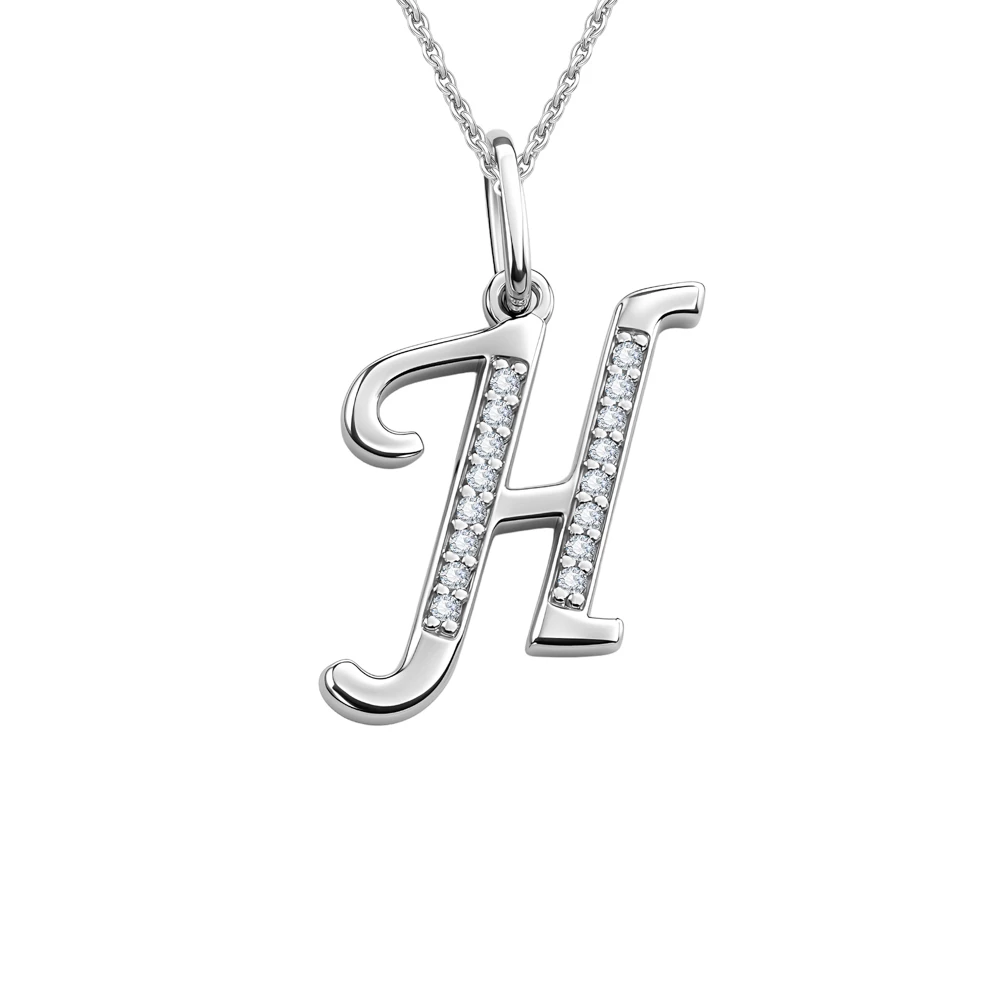 Подвес  Буква Н с фианитами из серебра 925 пробы