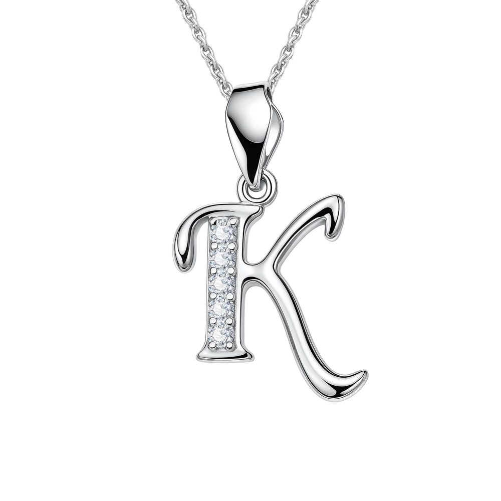 Подвес  Буква К с фианитами из серебра 925 пробы