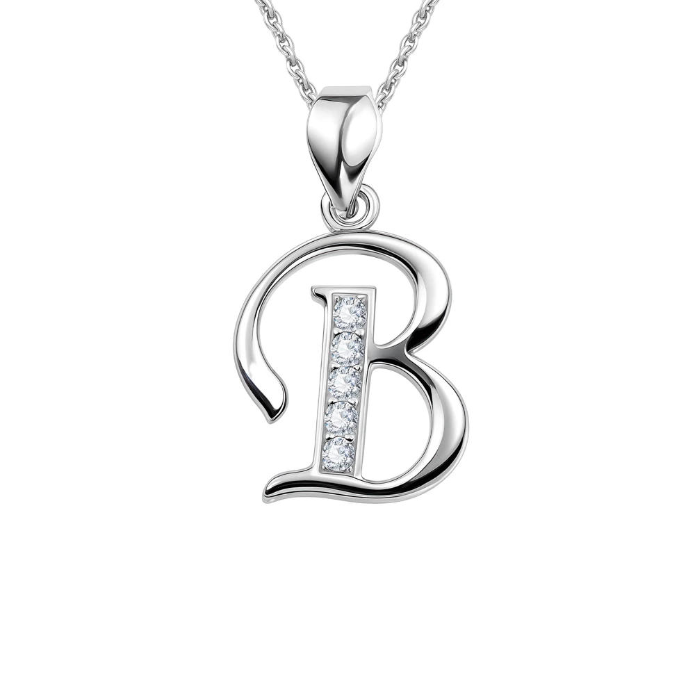 Подвес  Буква В с фианитами из серебра 925 пробы