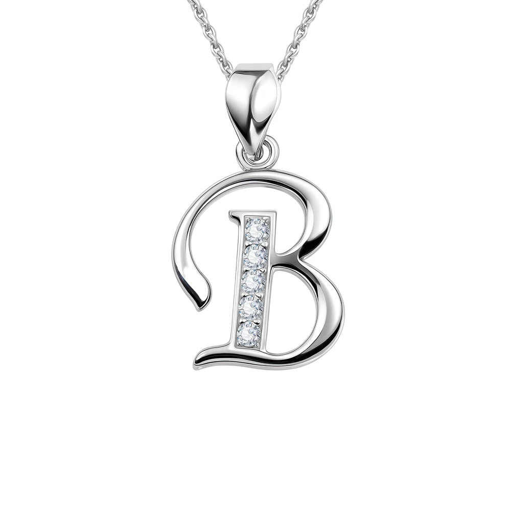 Подвес  Буква В с фианитами из серебра 925 пробы