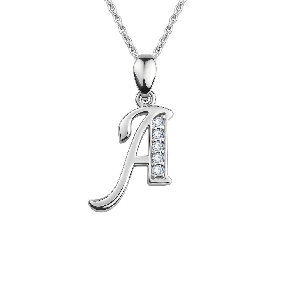 Подвес  Буква А с фианитами из серебра 925 пробы