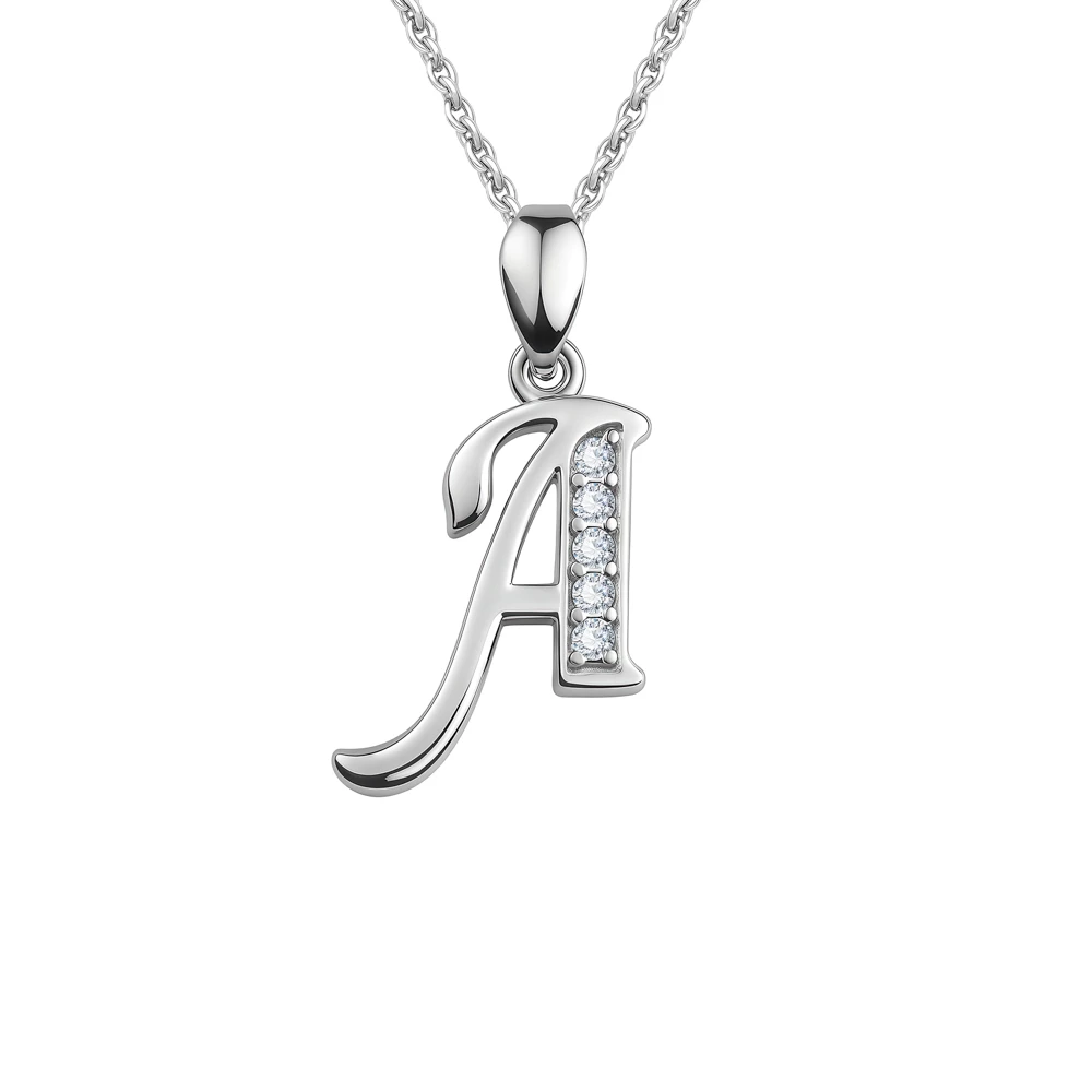 Подвес  Буква А с фианитами из серебра 925 пробы