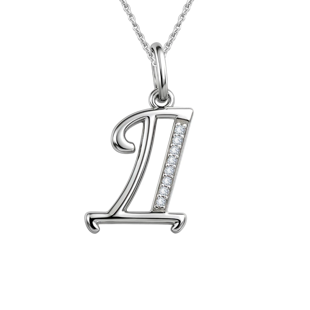 Подвес  Буква Д с фианитами из серебра 925 пробы