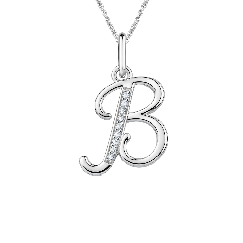 Подвес  Буква В с фианитами из серебра 925 пробы