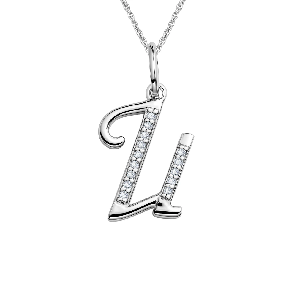 Подвес  Буква И с фианитами из серебра 925 пробы