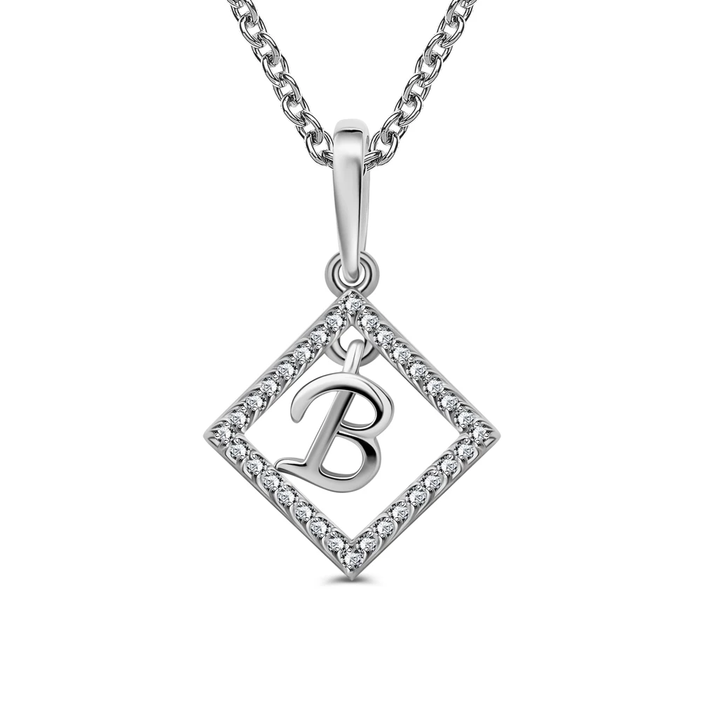 Подвес  Буква В с фианитами из серебра 925 пробы