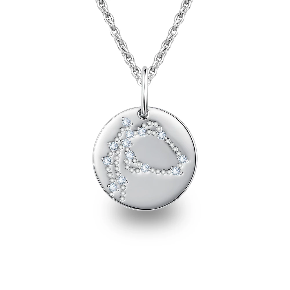 Подвес Водолей с фианитами из серебра 925 пробы