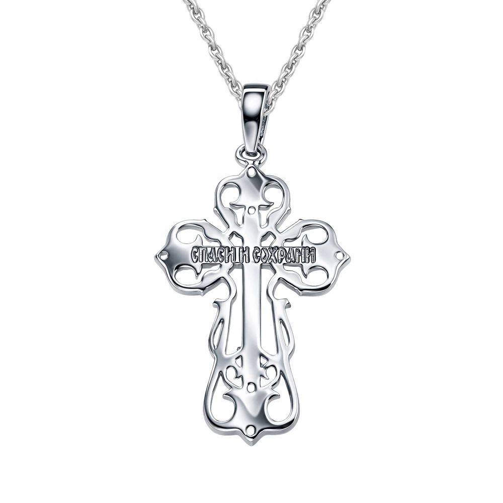 Крестик с фианитами из серебра 925 пробы