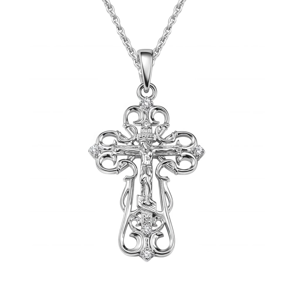 Крестик с фианитами из серебра 925 пробы