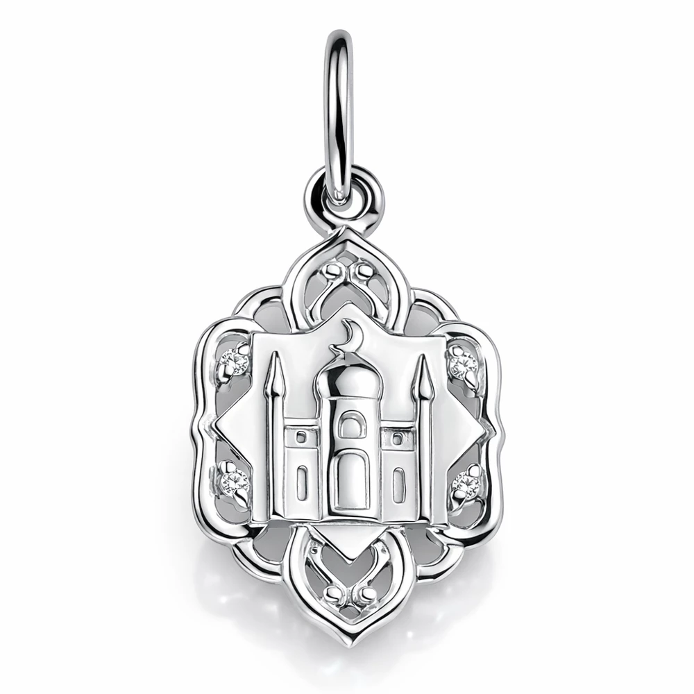 Подвес  мусульманский с фианитами из серебра 925 пробы