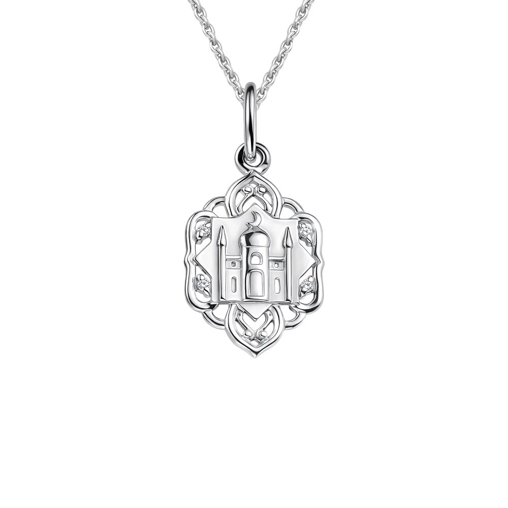 Подвес  мусульманский с фианитами из серебра 925 пробы