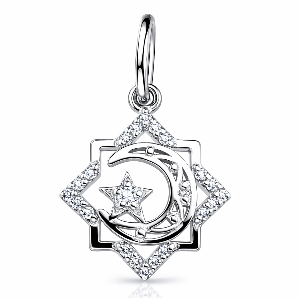 Подвес  мусульманский с фианитами из серебра 925 пробы