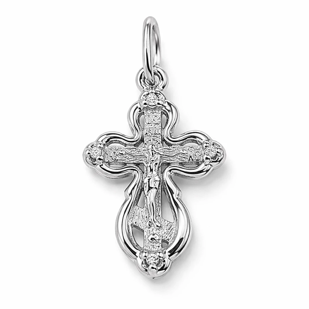 Крестик с фианитами из серебра 925 пробы