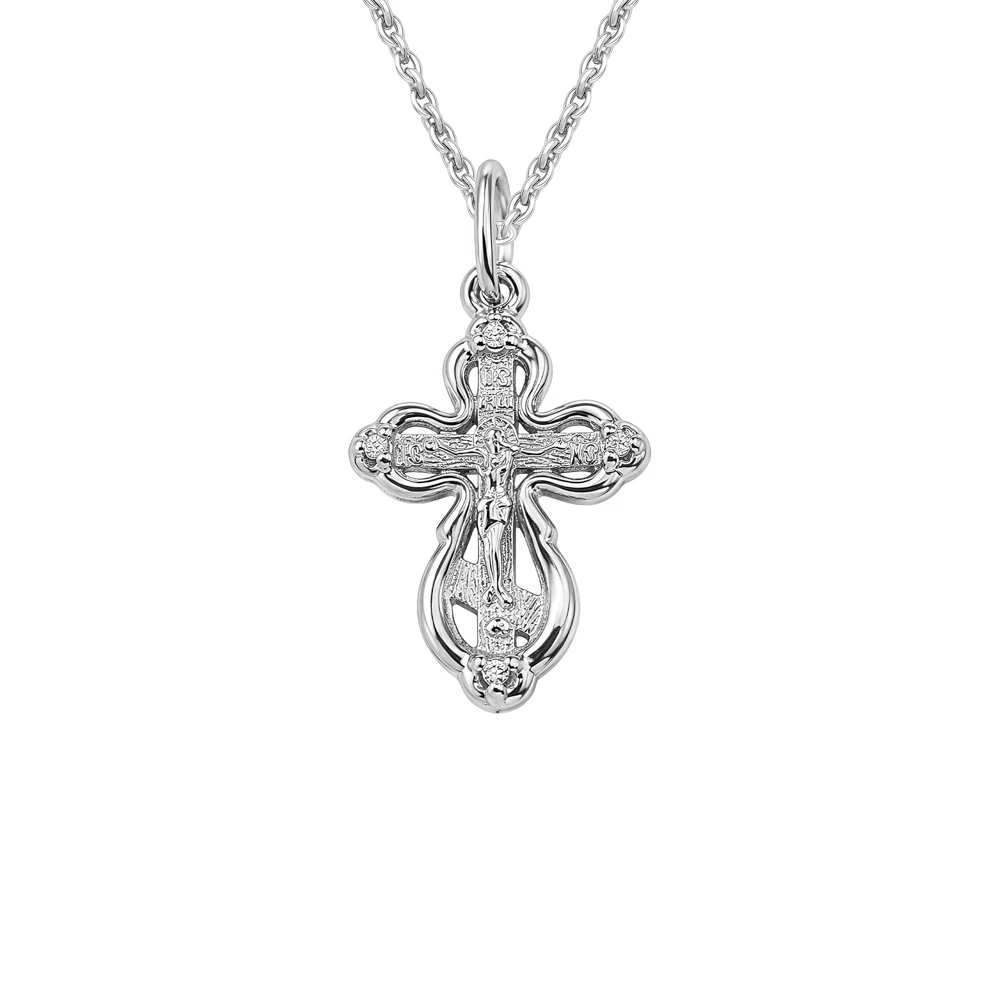 Крестик с фианитами из серебра 925 пробы