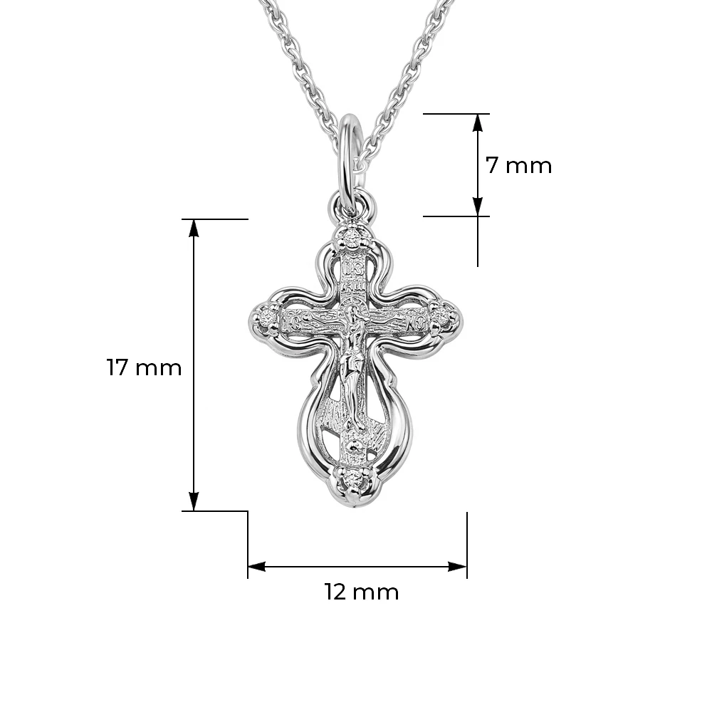 Крестик с фианитами из серебра 925 пробы