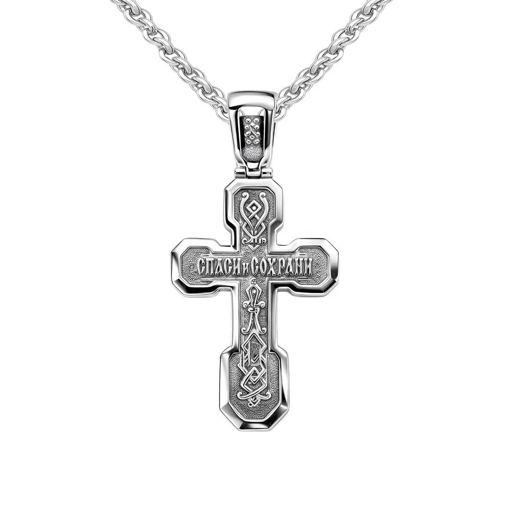 Крестик с фианитами из серебра 925 пробы