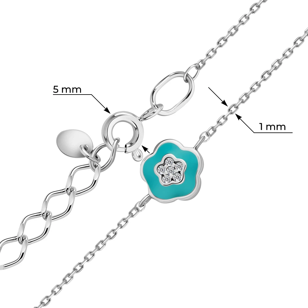 Браслет детский с фианитами из серебра 925 пробы