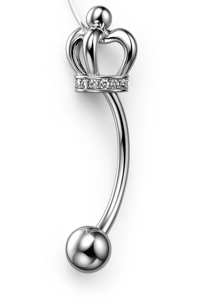 Пирсинг с фианитами из серебра 925 пробы