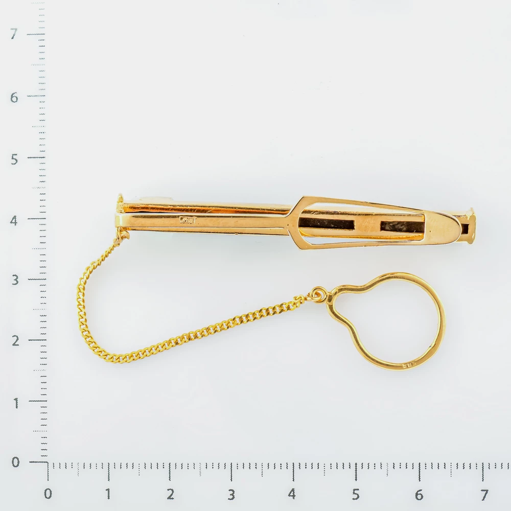 Зажим для галстука с агатом из красного золота 585 пробы