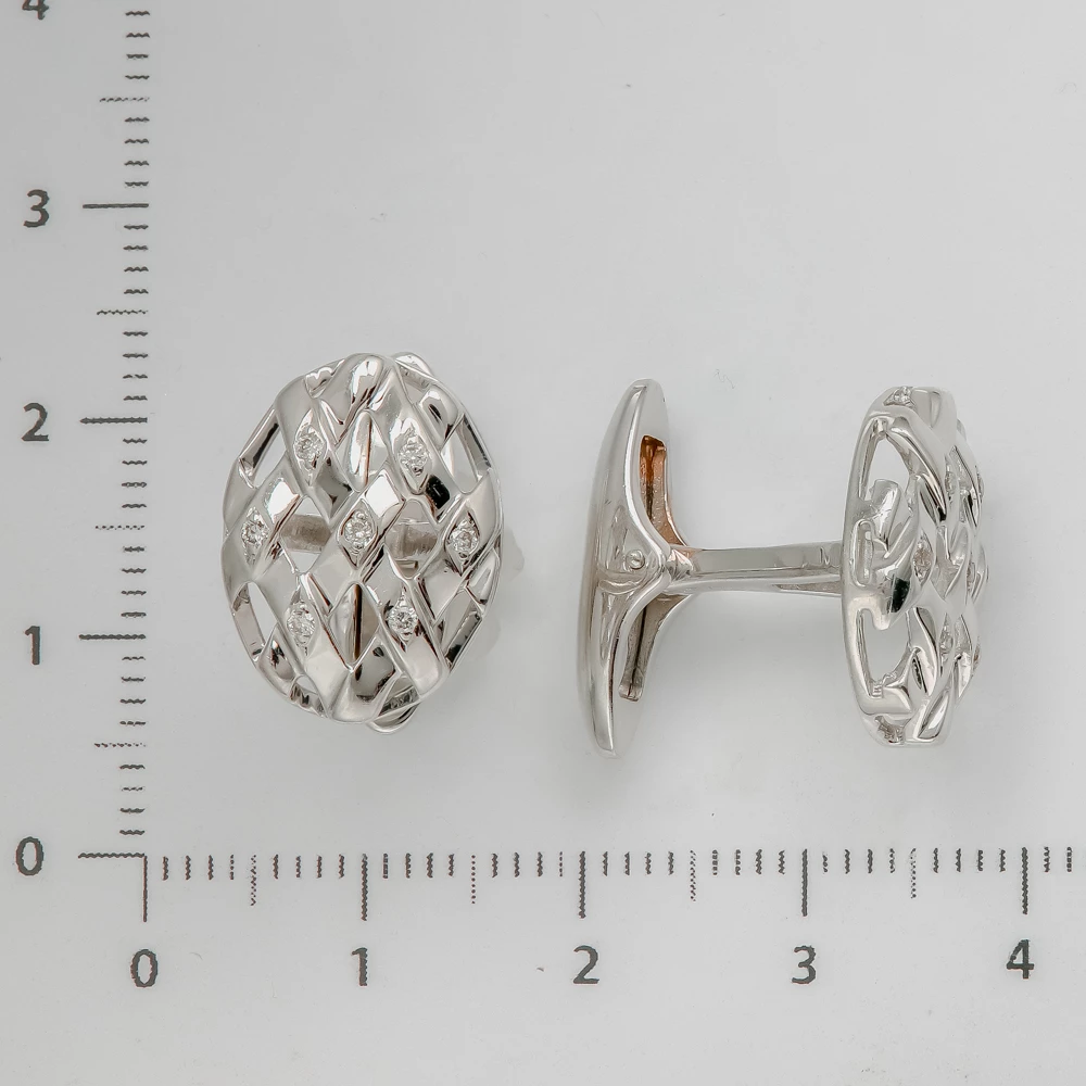 Запонки с бриллиантом из белого золота 585 пробы 2