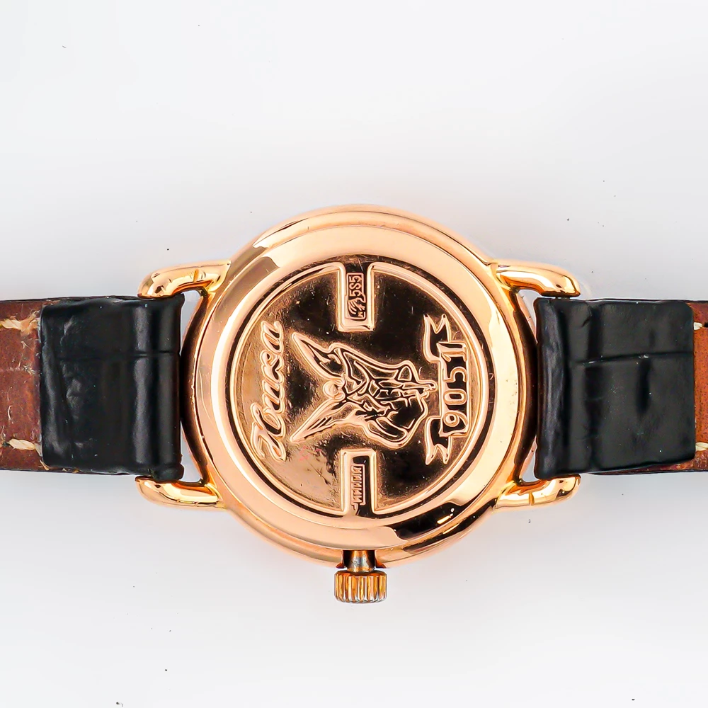 Часы с браслетом с часовой механизмом из красного золота 585 пробы