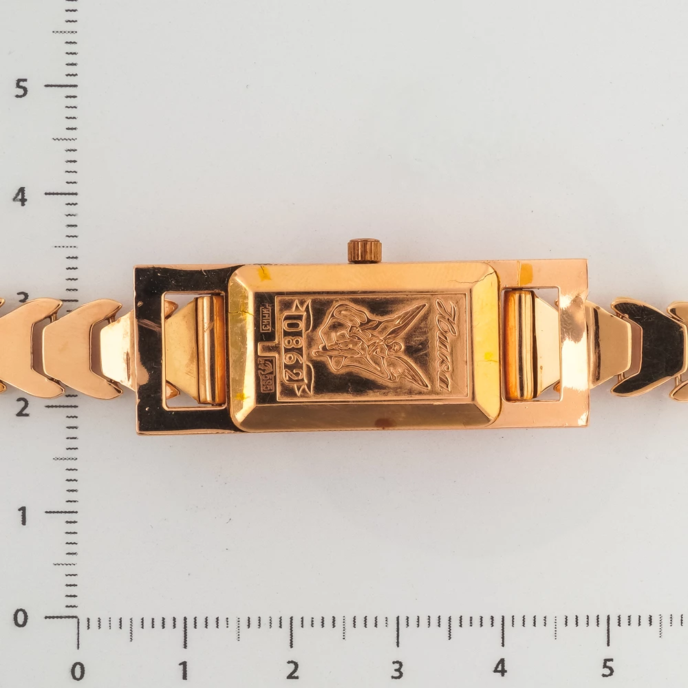 Часы с браслетом с часовой механизмом из красного золота 585 пробы