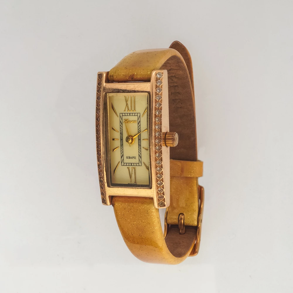 Часы с браслетом с часовой механизмом из красного золота 585 пробы