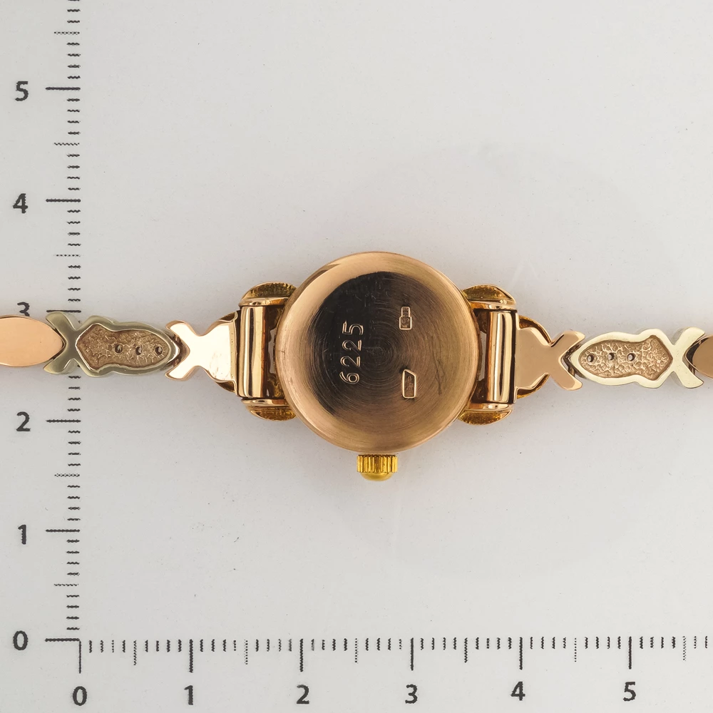 Часы с браслетом с часовой механизмом из красного золота 585 пробы