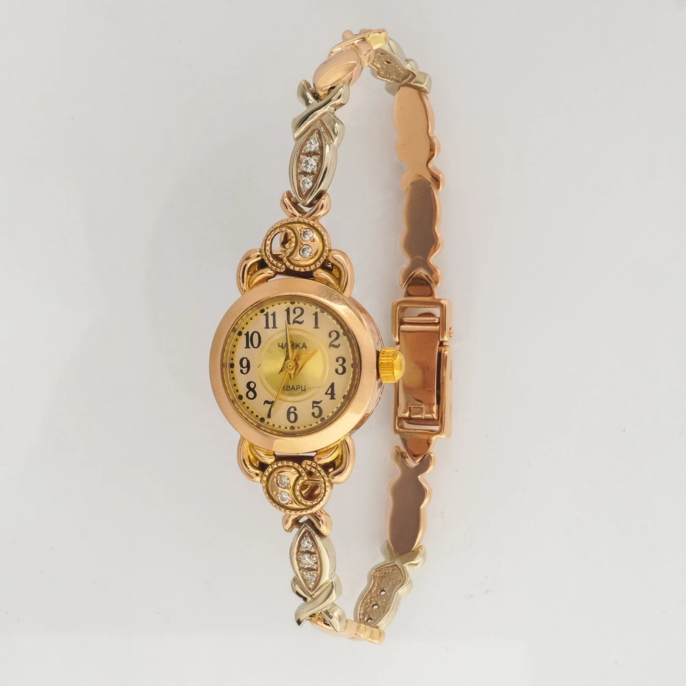 Часы с браслетом с часовой механизмом из красного золота 585 пробы