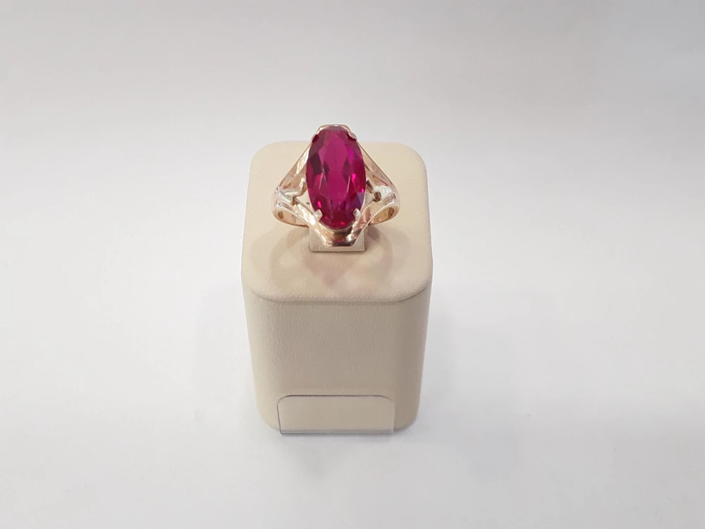 Кольцо с фианитом из красного золота 583 пробы 1