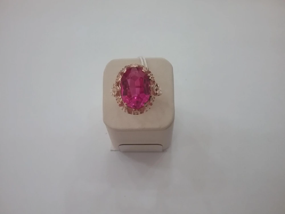 Кольцо с фианитом из желтого золота 583 пробы 1