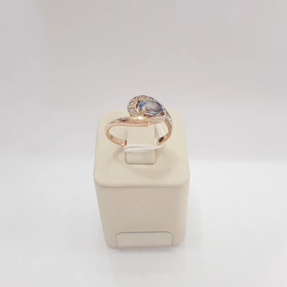 Кольцо с бриллиантом из красного золота 585 пробы 1