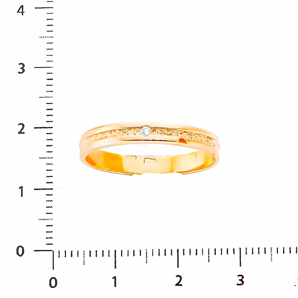 Кольцо обручальное с бриллиантом из красного золота 585 пробы 1