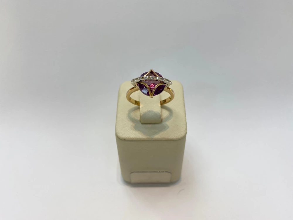 Кольцо с фианитом из красного золота 585 пробы 1