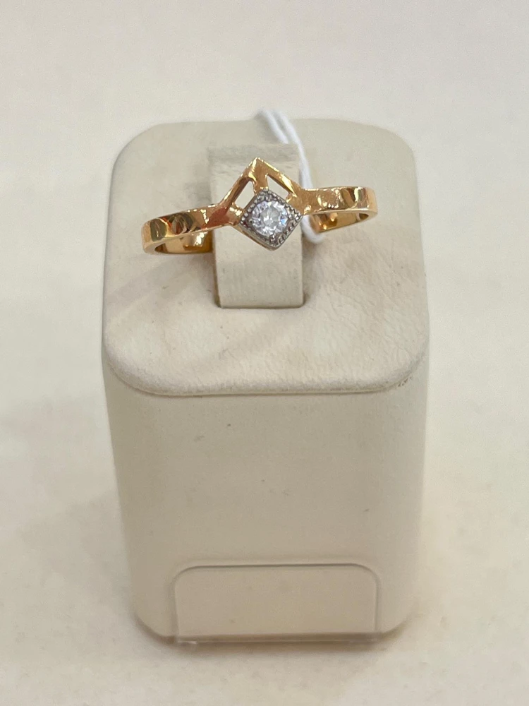 Кольцо с фианитом из красного золота 585 пробы 1