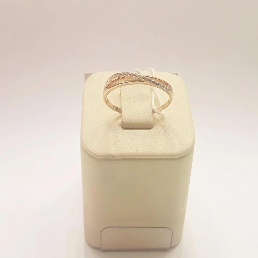 Кольцо с фианитом из красного золота 585 пробы 1