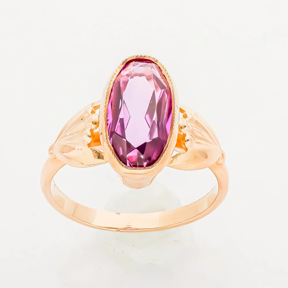 Кольцо с фианитом из красного золота 583 пробы 1