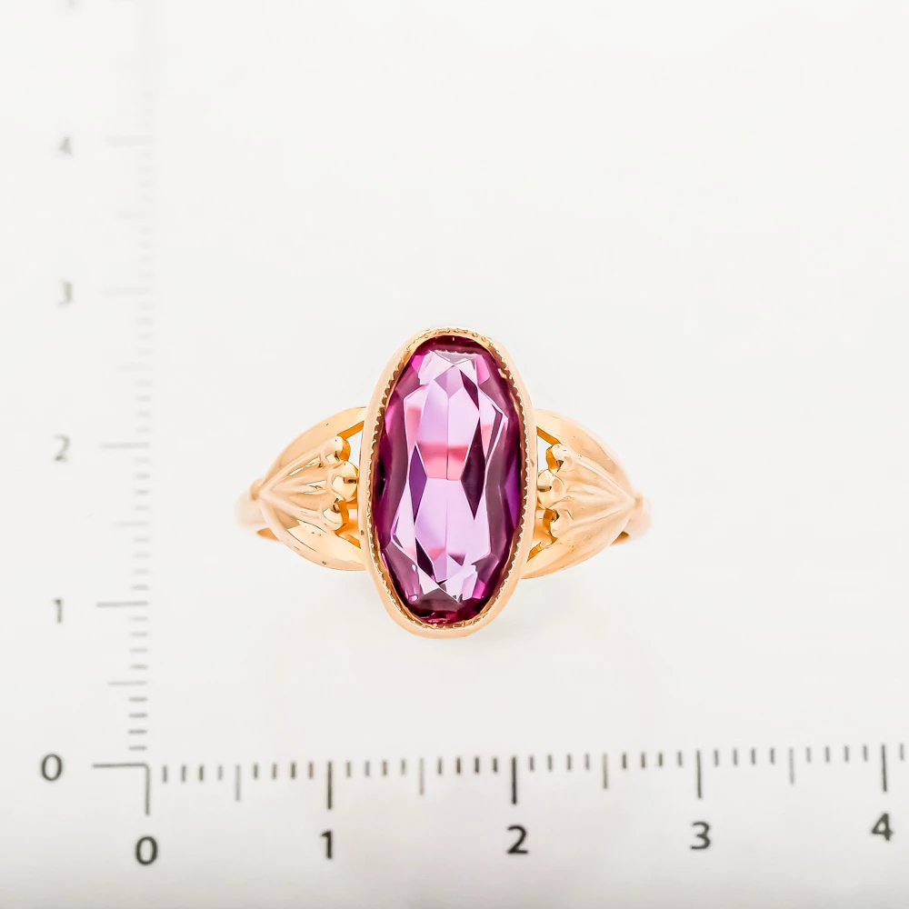 Кольцо с фианитом из красного золота 583 пробы 2