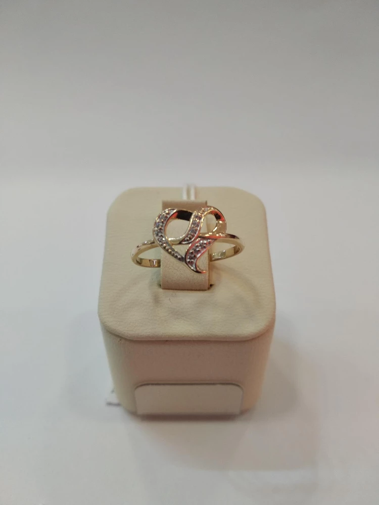 Кольцо с фианитом из красного золота 585 пробы 1