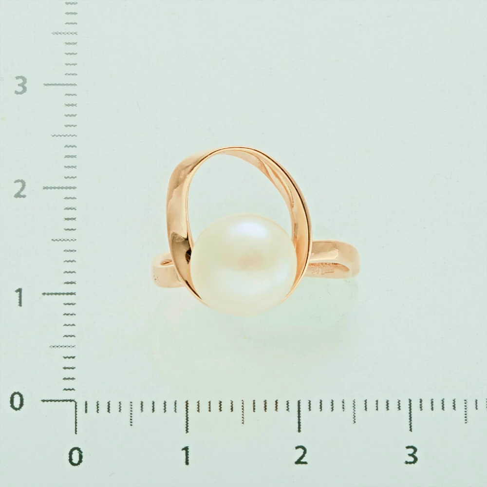 Кольцо с жемчугом из красного золота 585 пробы 2